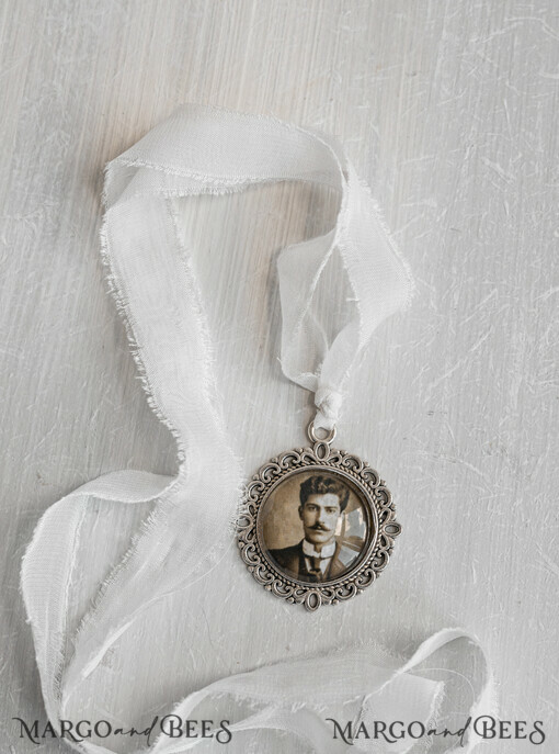Medalion do bukietu ślubnego medalik zawieszka do bukietu zdjęcie portret na pamiątkę wisiorek, Medalion do bukietu ślubnego ze zdjęciem
